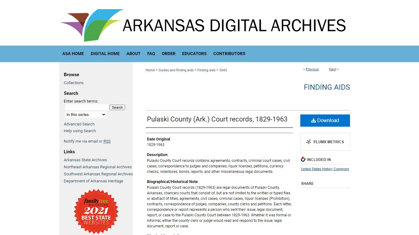 "Pulaski County (Ark.) Court records, 1829-1963"